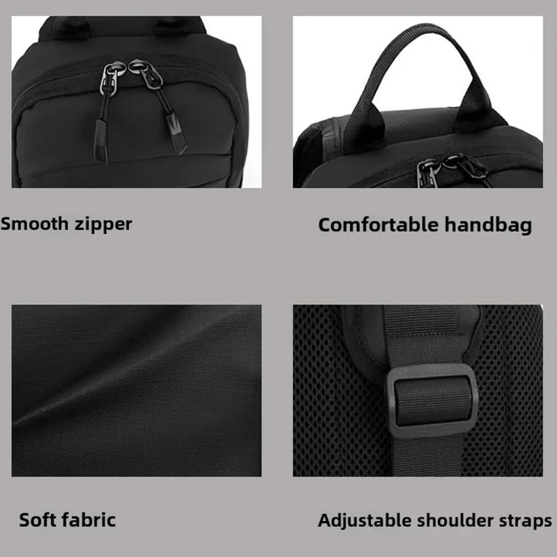 Men's Waterproof  Multifunction Nylon Crossbody Shoulder Bag Messenger Chest Short Trip Travel Pack for Male