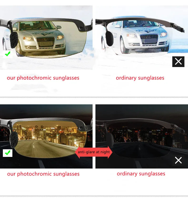 Men Women Photochromic Sunglasses Polarized Driving Chameleon Glasses Color Change Sun Glasses Day Night Vision Driver Eyewear