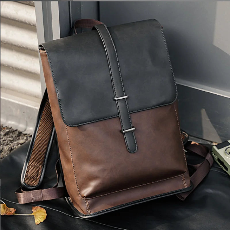Hot Sale New Men's Large Capacity Travel Double Shoulder Bags Fashion High Quality Leather Backpacks Notebook School Bag