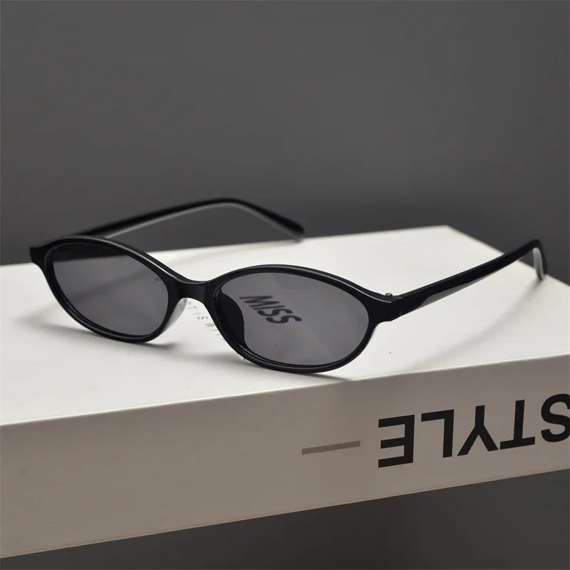 New Retro Oval Cat Eye Sunglasses for Women Y2k Trendy Small Narrow Sunnies 90s Designer Sun Glasses 20