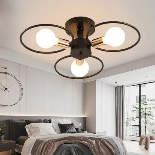 Nordic Iron Ceiling Lamp Multiple Heads Chandelier Living Room Suspend Master Bedroom Hanging Home Lighting Fixtures Lustre Lamp