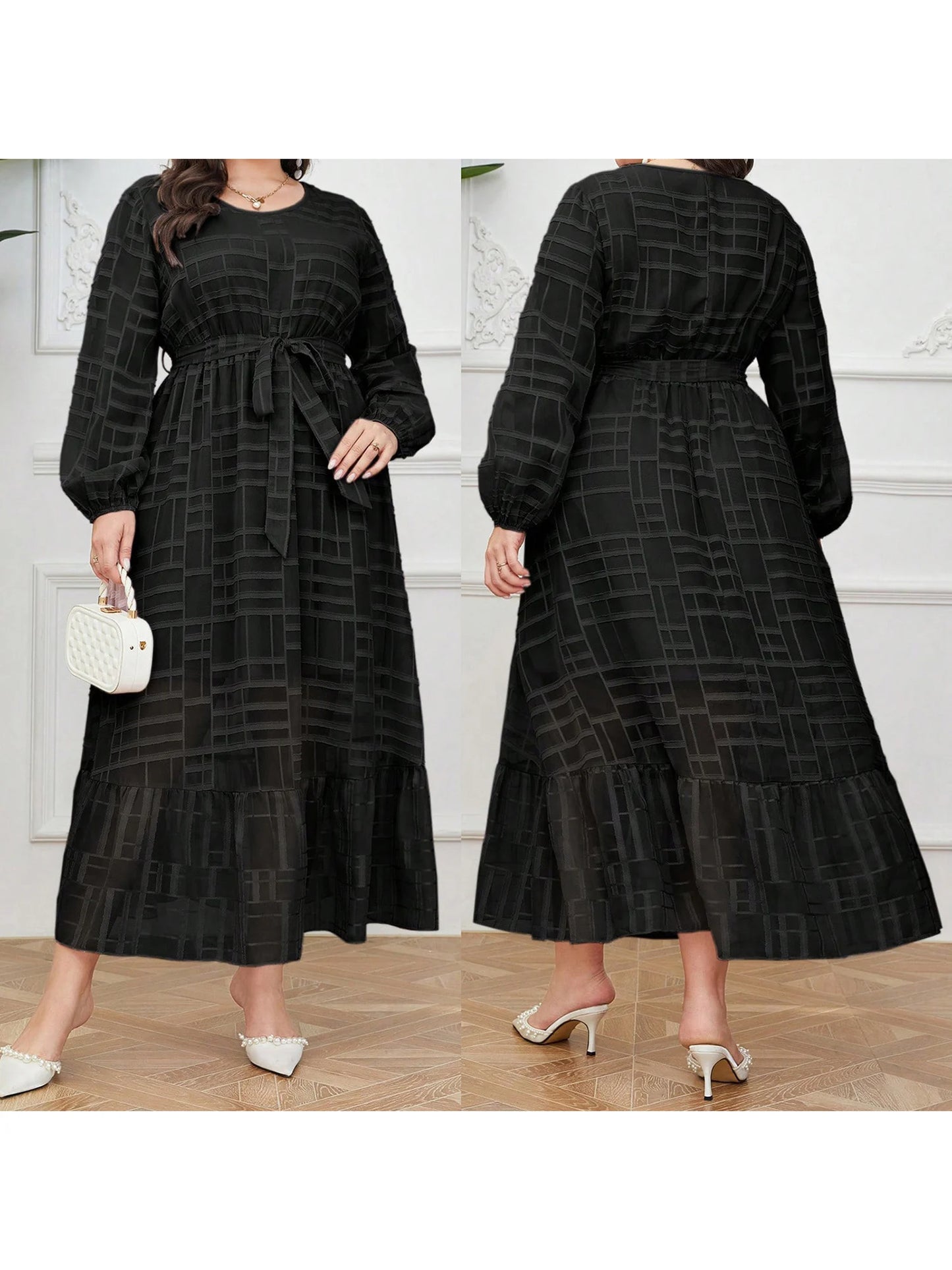 Elegant Women s Plus Size Maxi Dress with Floral Print and V-Neckline Perfect for Evening Events and Special Occasions