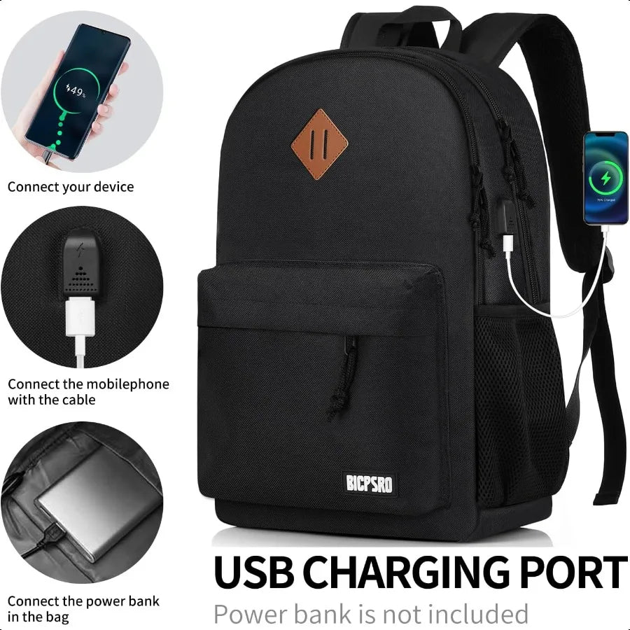 Backpack for Men Women Black School Backpack for Girls Boys Teens Backpacks for School Bookbag for College High Middle School B