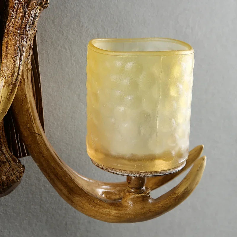 Retro Deer Horn Wall Lamp Living Room Bar Creative Deer Decoration Wall Lamp Hallway Bedroom Dining Room Dining Lighting