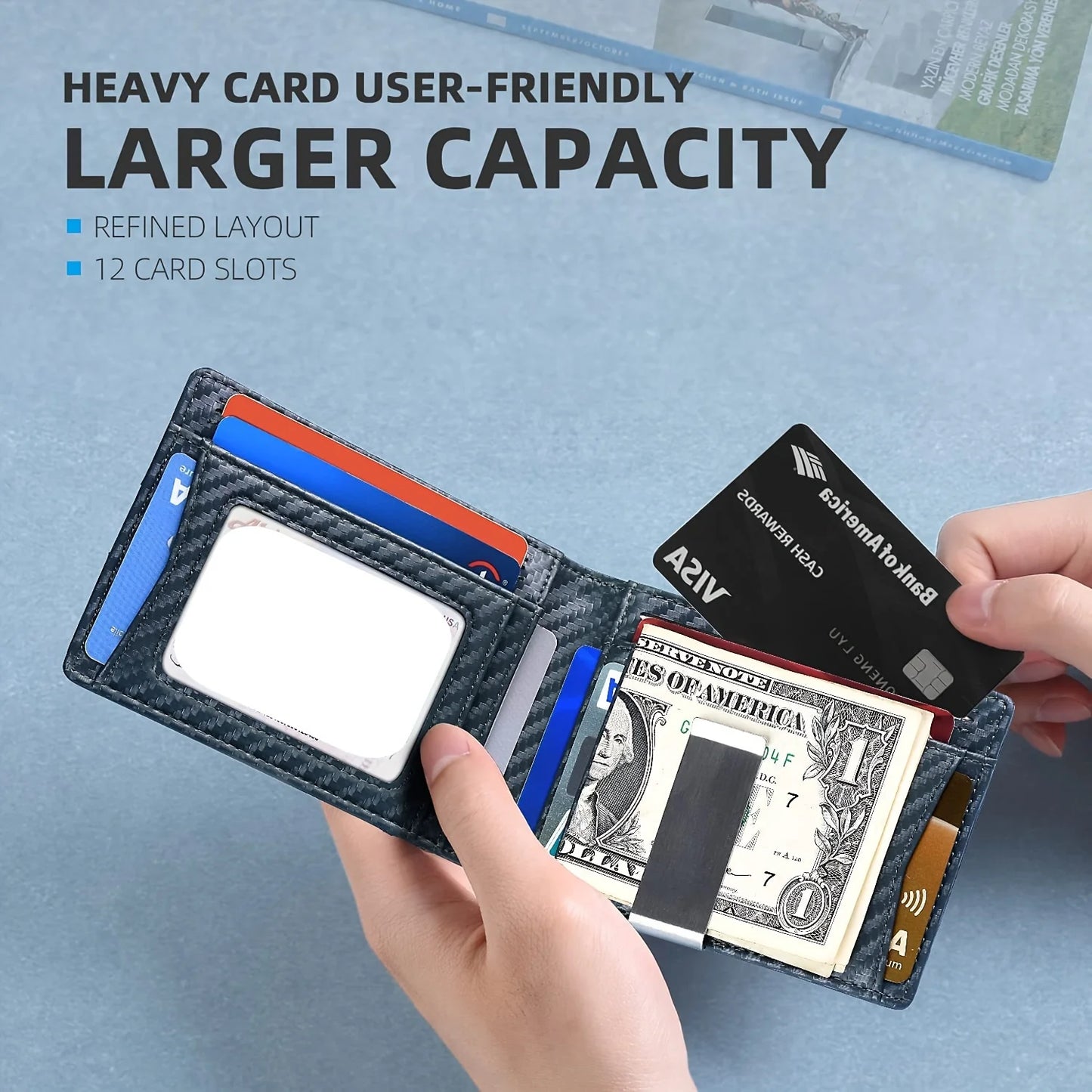 1pc Premium PU Leather Mens Slim Wallet - Stylish RFID Blocking Bifold with Money Clip - Secure Credit Card Holder for Ultimate