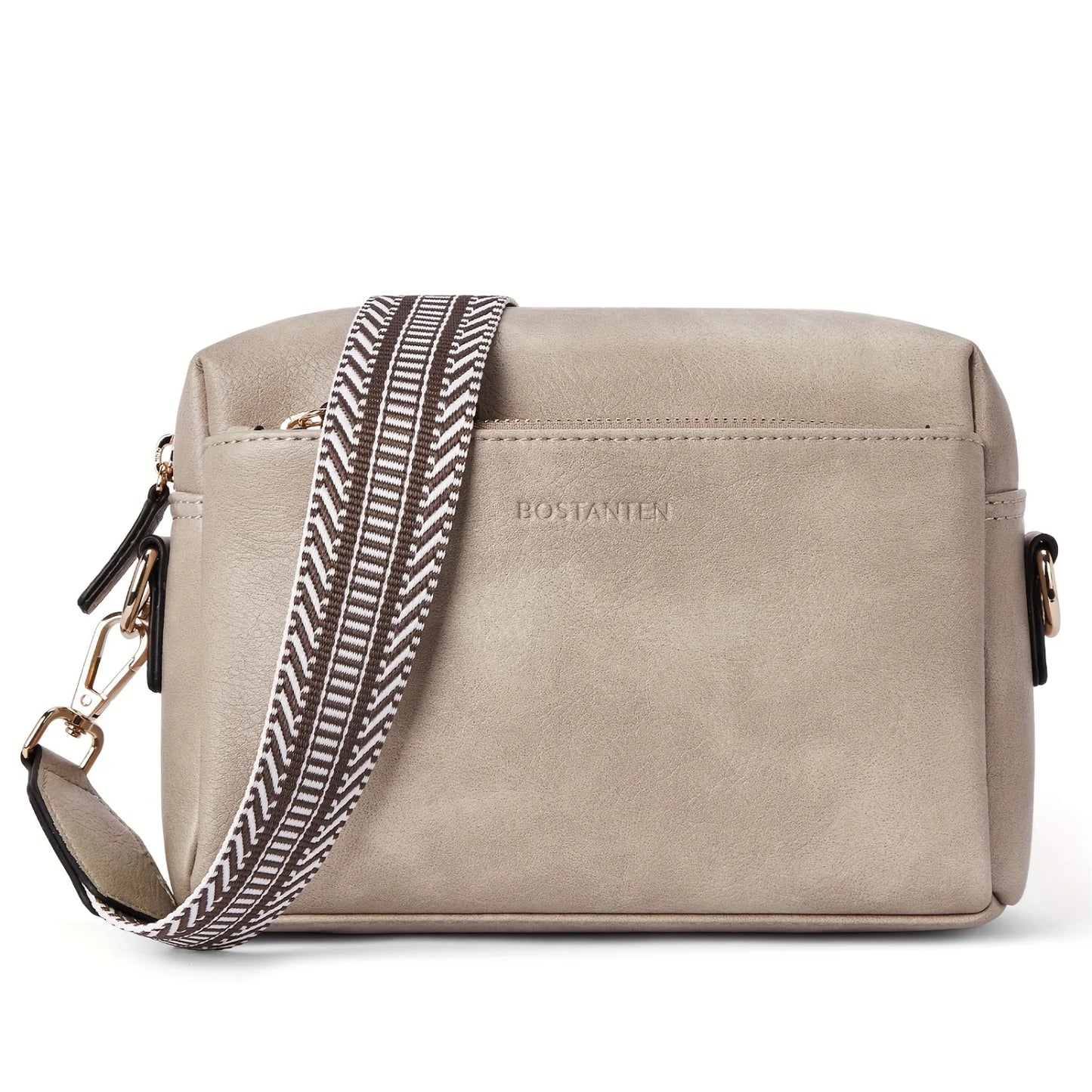 Stylish Crossbody Purse For Women - Retro Shoulder Bag With Wide Shoulder Strap and Triple Zip Cell Phone Handbag for Everyday U