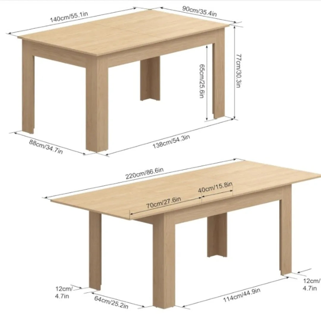 Extendable Dining Table for 6-10 Person, Wooden Dining Room Table, Modern Extendable Table for Gatherings, Meeting for Kitchens