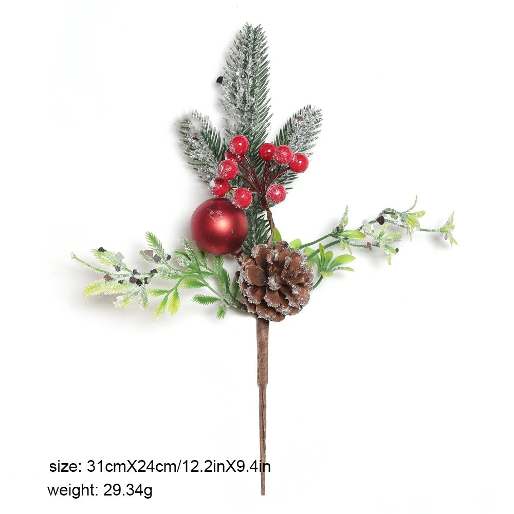 Artificial Red Berry Branch Fake Christmas Decoration Fake Plant Sprig Natural-Looking Pine Cone Decoration For Winter Decor