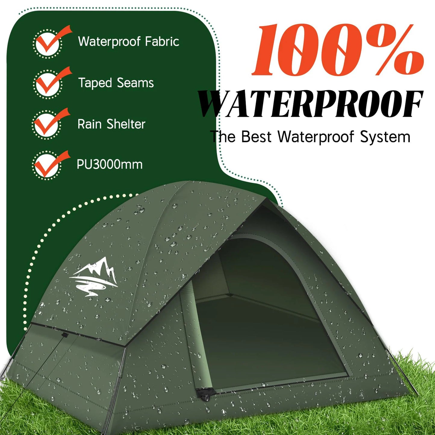 3-4 People Tents for Camping with Shelter 100% Waterproof Windproof  Easy Set Up Tent with Removable for Adventure Backyard