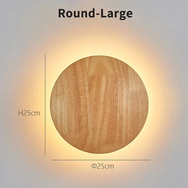 Modern LED Wall Lamp Circular Creative Wooden Wall Lamp Background Wall Bedroom Living Room Corridor Staircase Home decoration
