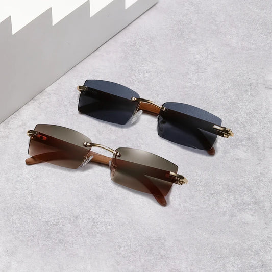 Fashionable New Frameless Sunglasses Trendy Casual Square Men And Women Beach Party Uv400 Sun Glasses