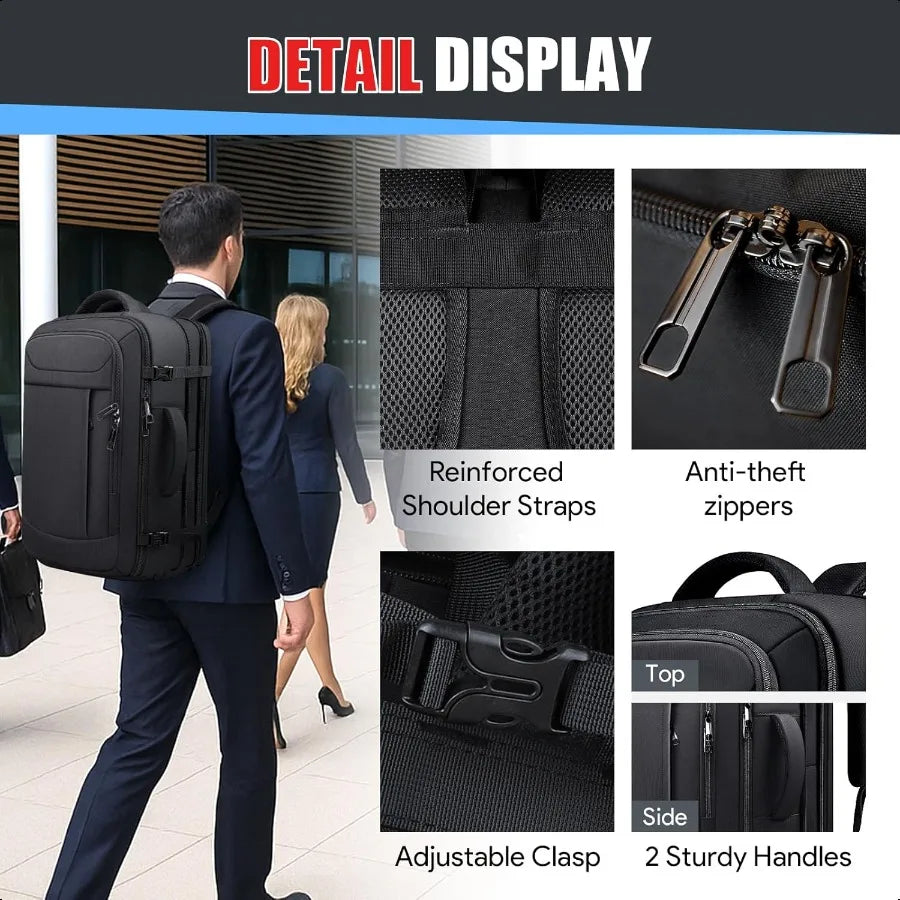 Carry On Backpack 50L Travel Backpack AntiTheft TSA Flight Appd Large Laptop Bag for Men Waterproof Pocket Lightweight Expandab