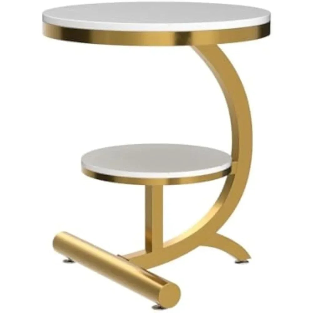 Marble End Table Decor & More Round Coffee Table with Storage Shelf for Home & Living Room |Gold Coffee Table|Outdoor