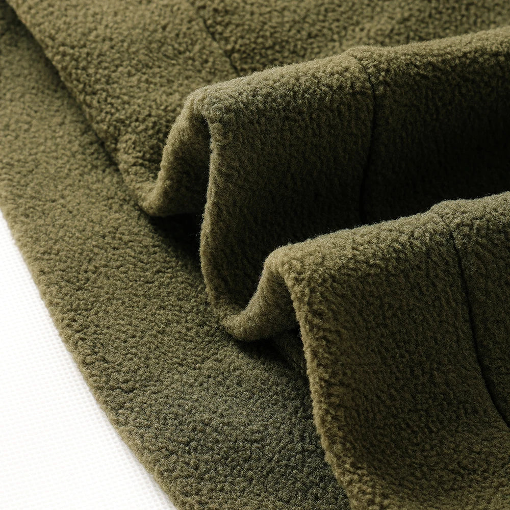 Mens military sweater thickened zipper hoodie men's solid color loose woolen thick clothes; streetwear