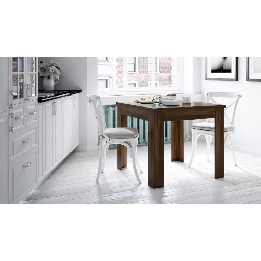 , Square extendable Dining Table, Eldorado, 35.4(70.9) x35.4 in, Rustic Oak, for 4-8 People, Expandable Dining Table for Kitchen