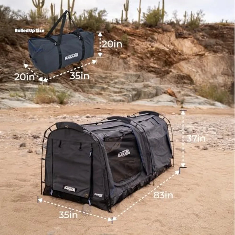 Canvas Swag Tent 1 Person Australian Polycotton Camping Ground Tent All Seasons Waterproof with 2.75 Foam Mattress LED L