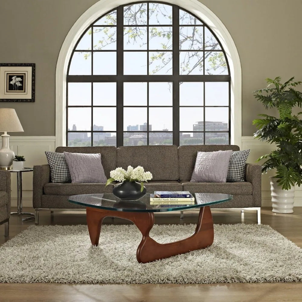 eMod - Noguchi Triangle Coffee Table Glass Top (Walnut)