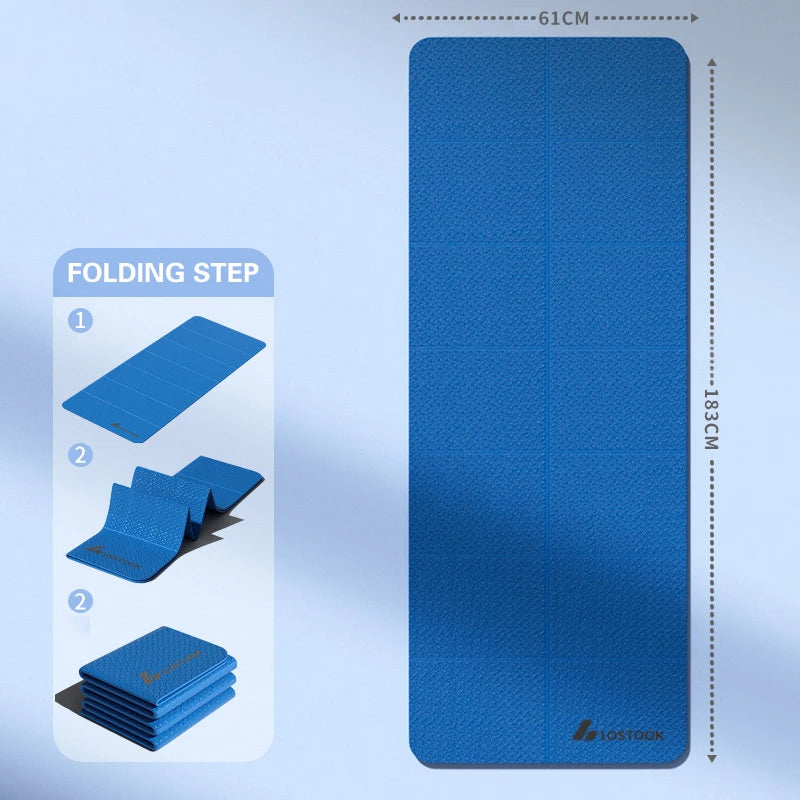 【ODA7】1PC Foldable Yoga Mat Eco Friendly Tpe Folding Travel Fitness Exercise Double Sided Non-Slip For Pilates & Floor Workouts
