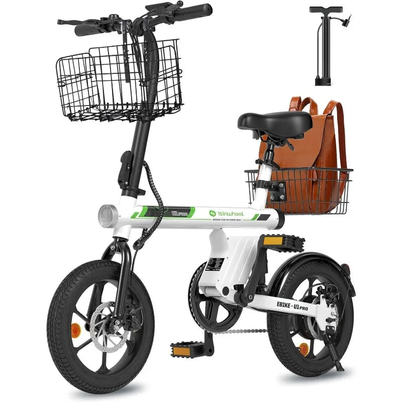 U1 Pro Electric Bike for Adults with Basket, 500W Motor, 20 mph Folding Ebike, 16" Adults Electric Bicycles with Smart