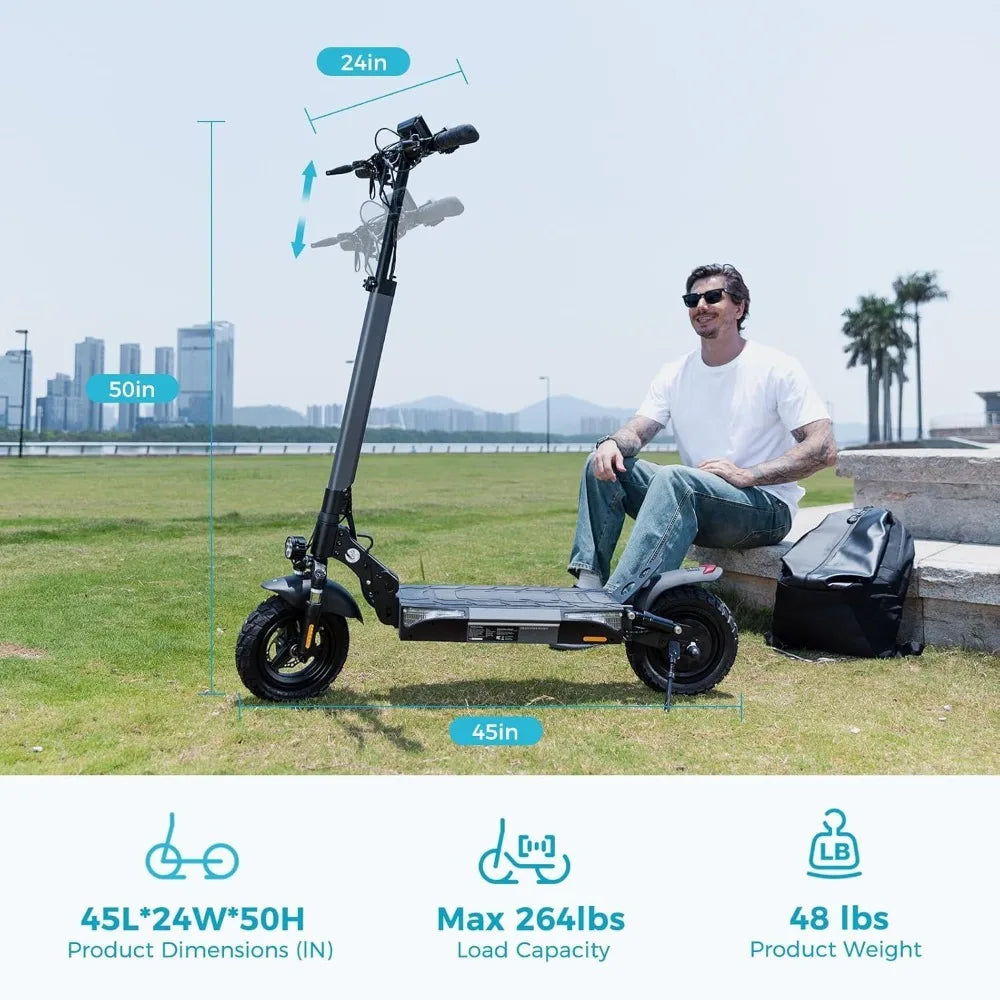 Electric Scooter for Adults, 28 MPH Top Speed & 28 Mile Range, 1000W Powerful Motor, 10" Off-Road Tires, Dual Suspension