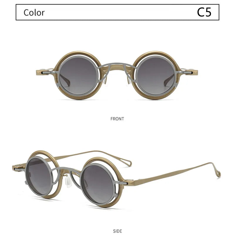 French Designer Brand Retro Round sunglasses Handmade Titanium Eyeglass Frames Men Women Eyewear With Clip Myopia Glasses Frame