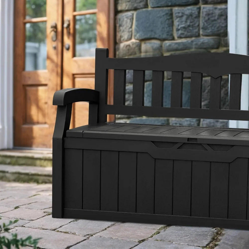Storage Bench Deck Box Lockable for Patio Furniture,Garden Decor and Outdoor Seating for Cushions, Garden Tool and Pool Supplies