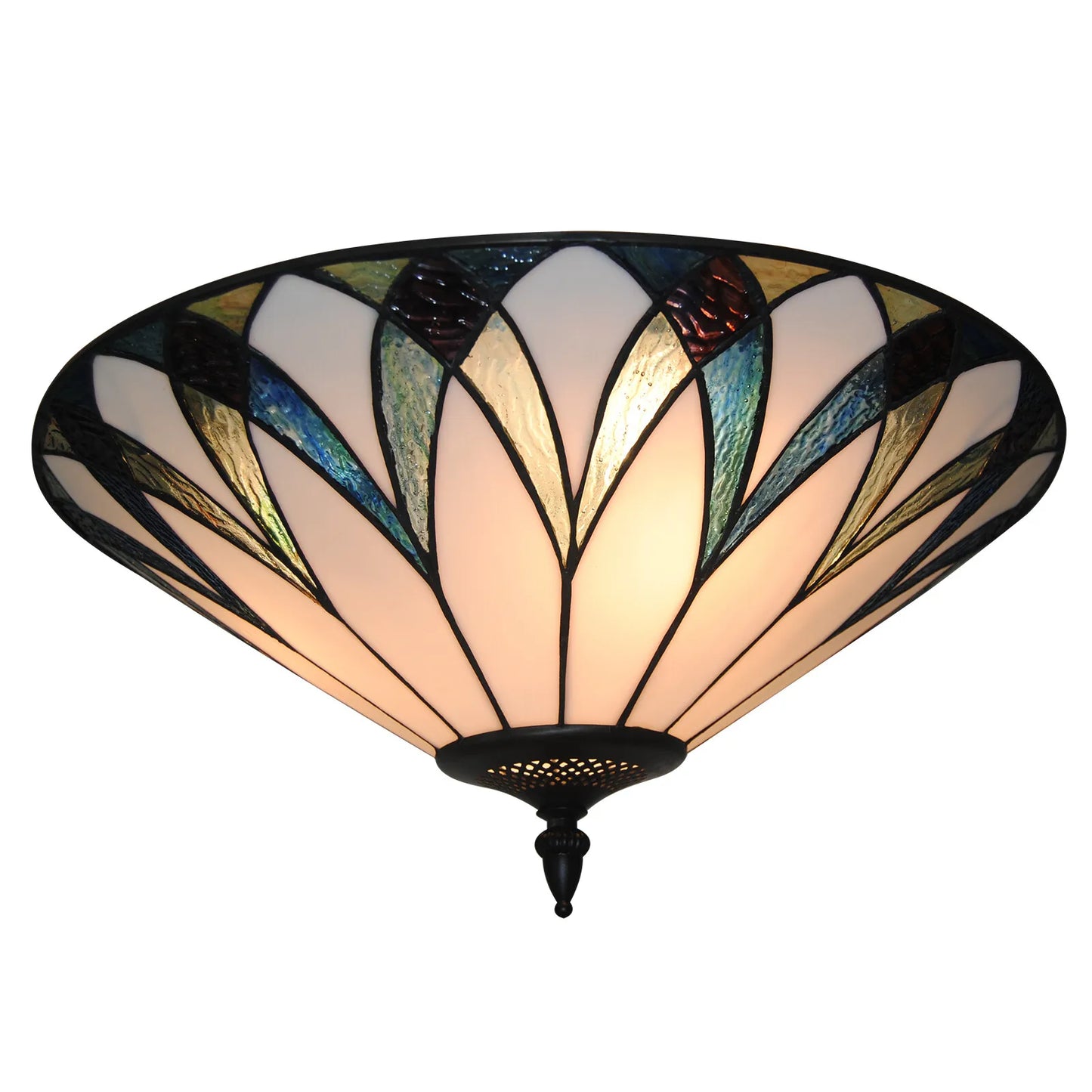 3-Lights Retro Style Ceiling Light E26 Retro Chandelier Stained Glass Lamp Fixture