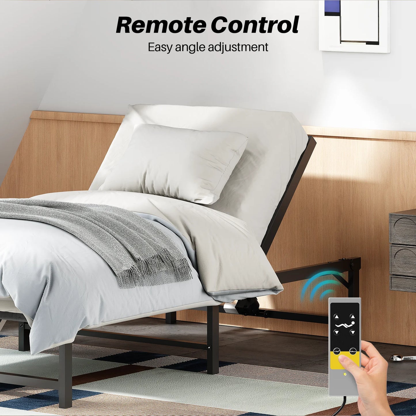 Redlife Adjustable Bed Frame 35.4X78.7 in Electric Metal Bed Frame Head & Foot Incline w/ Quiet Motor & Wireless Remote Control