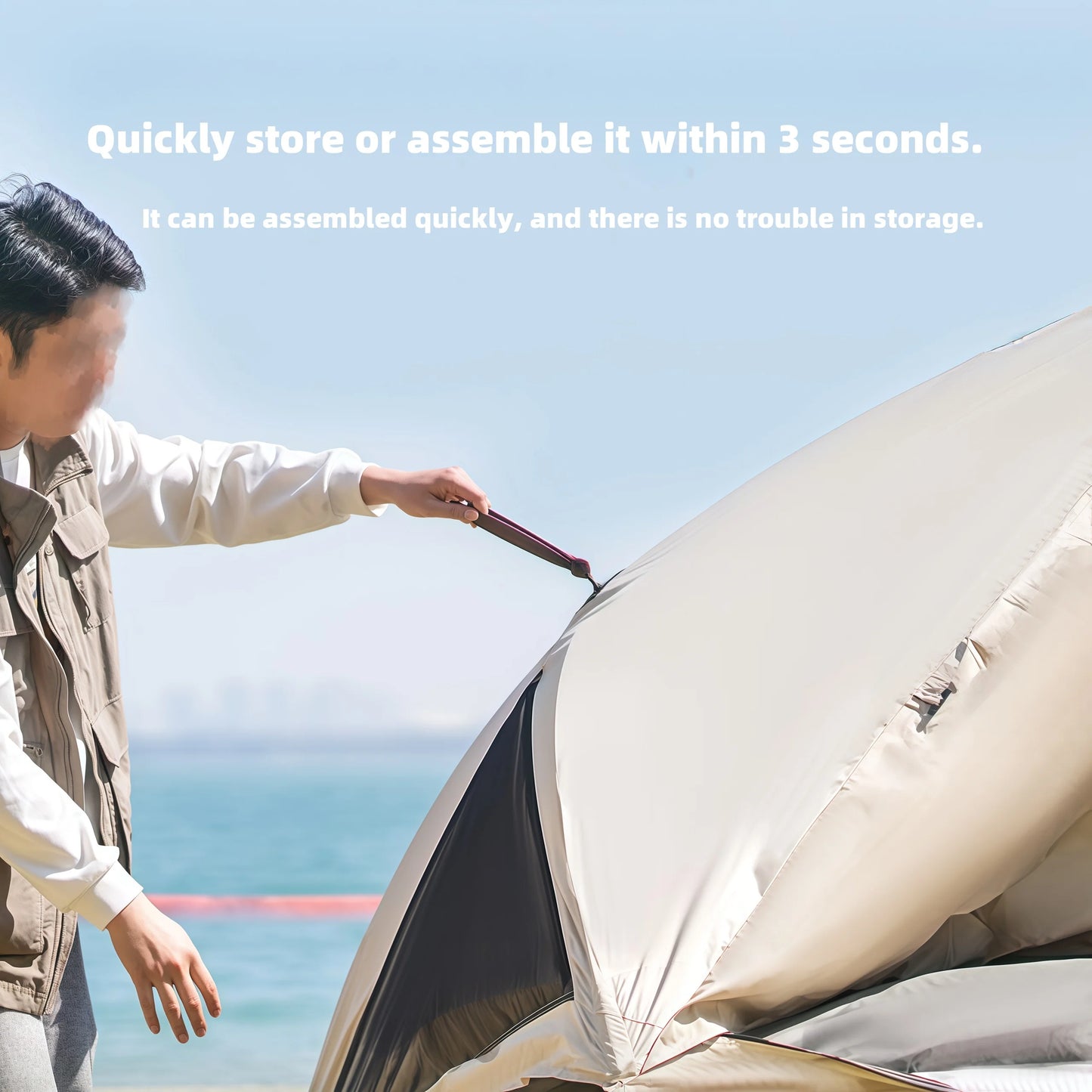 Camping Tent Beach Tent 3-4 Person Family Foldable Shelter Waterproof Automatic Setup For Camping Hiking Traveling