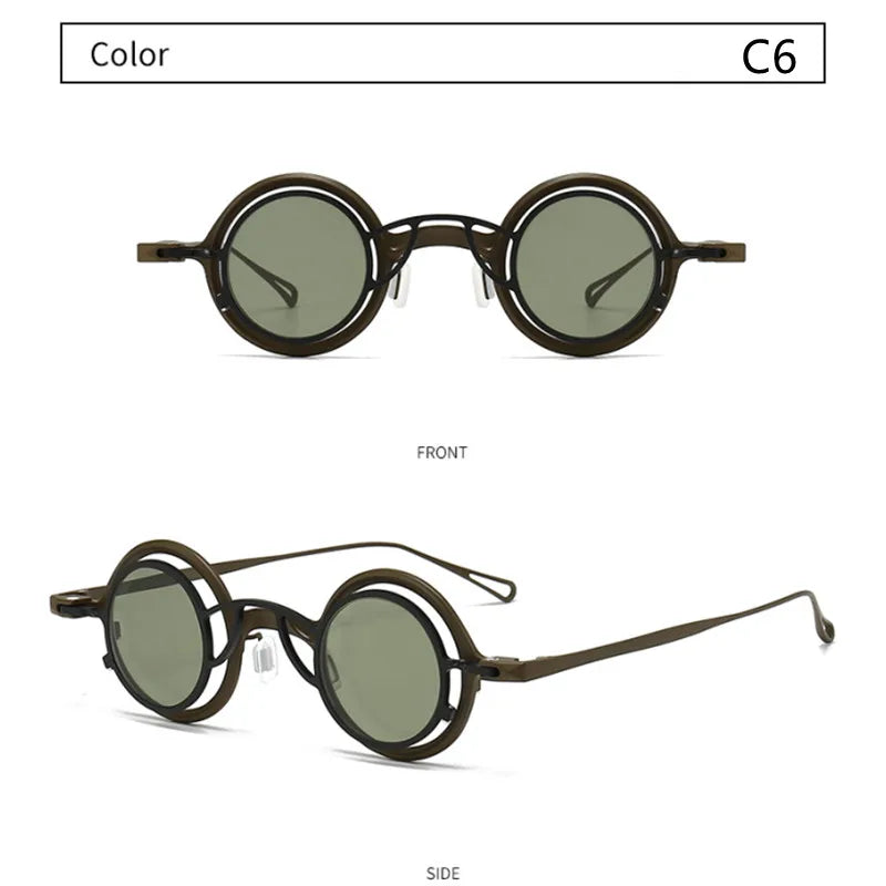 French Designer Brand Retro Round sunglasses Handmade Titanium Eyeglass Frames Men Women Eyewear With Clip Myopia Glasses Frame