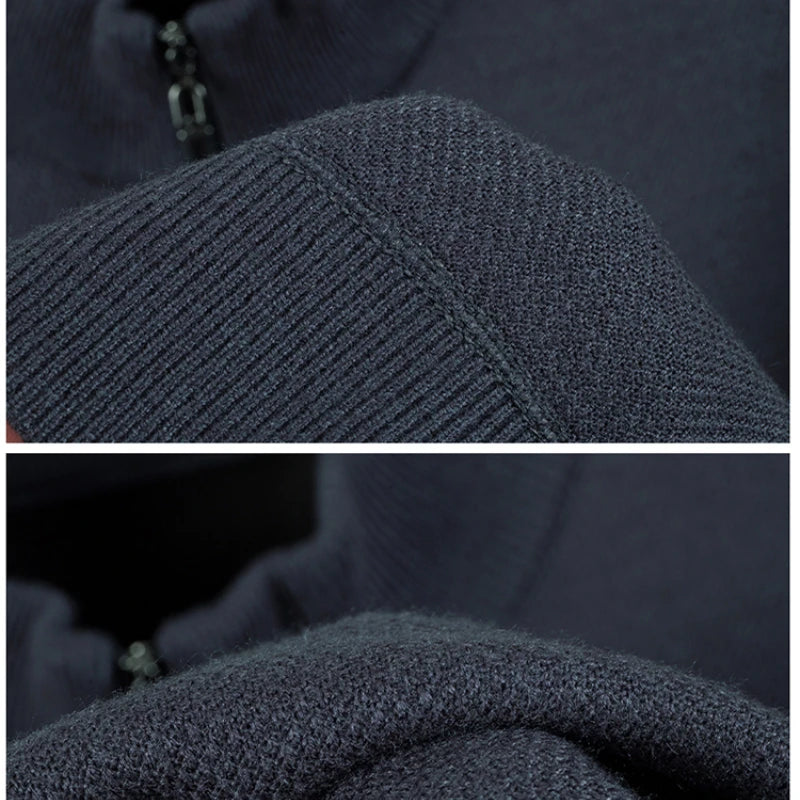 High Quality Velvet Thickening Sweater Bottoming Shirt, Men's Half Zip Pullover, Casual Loose New Warm T-shirt, Knitwear