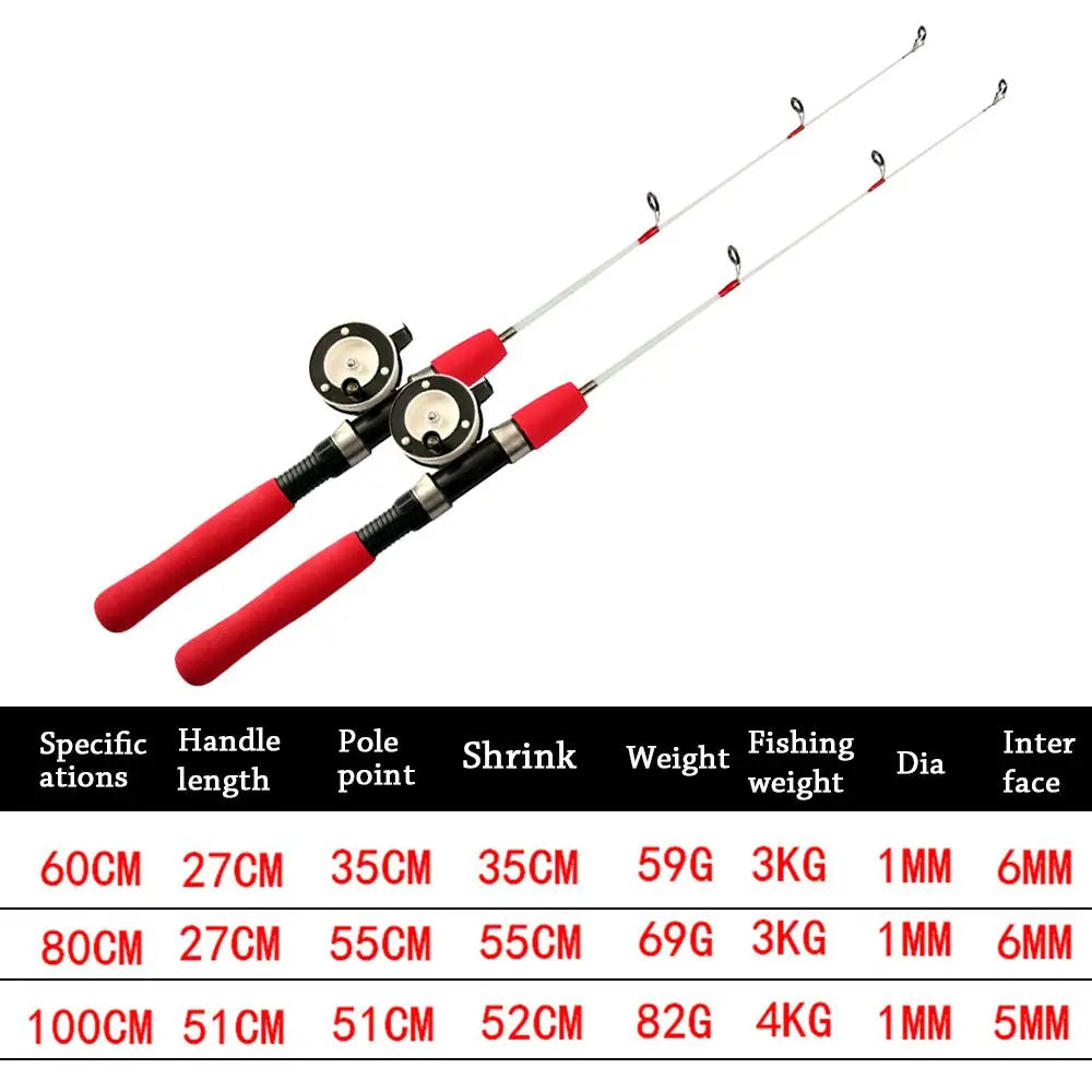 Winter Portable Travel Ice Fishing Rods Tackle Pole Fishing Reels Fishing Tackle