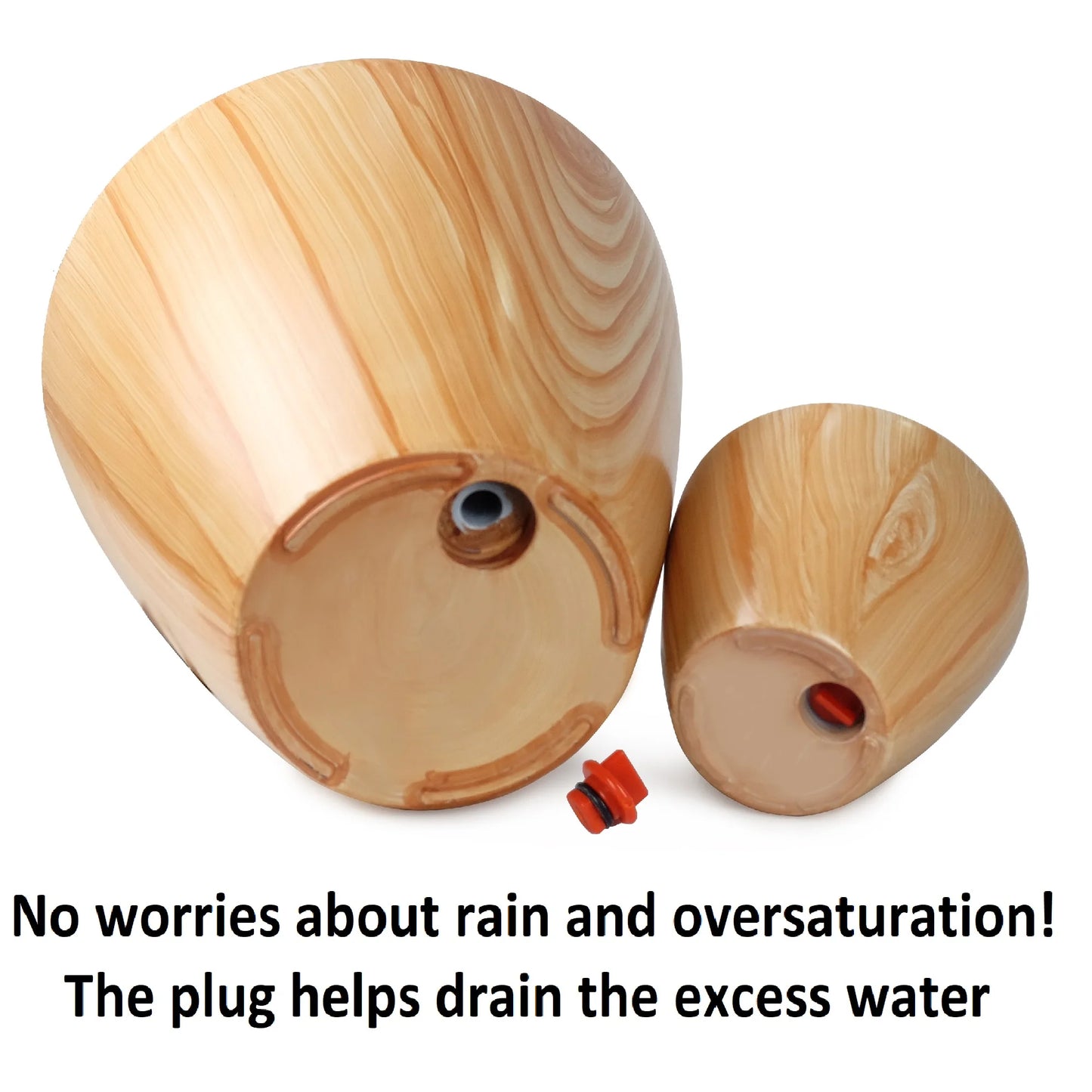 2-Pack 10 in. Light Wood Plastic Self-watering Planter Pot Light Wood Plastic Self-watering Planter Pot