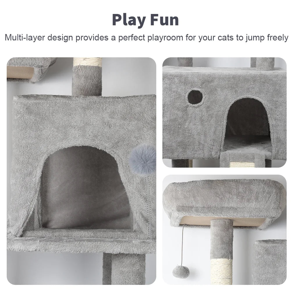 Cat Tree with Toy Cat Tower Condo for Indoor Cats Cat Tree House with Sisal Scratching Posts Plush Perch Cozy Hammock