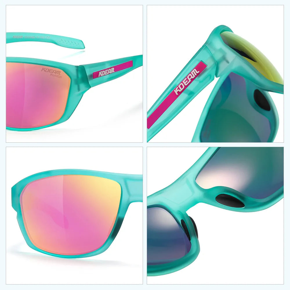 Kdeam 2025 Polarized Sunglasses for Men Women Fashion Unisex Brand TR90 Outdoor Eyewear For Fishing Driving Mirror Black lens