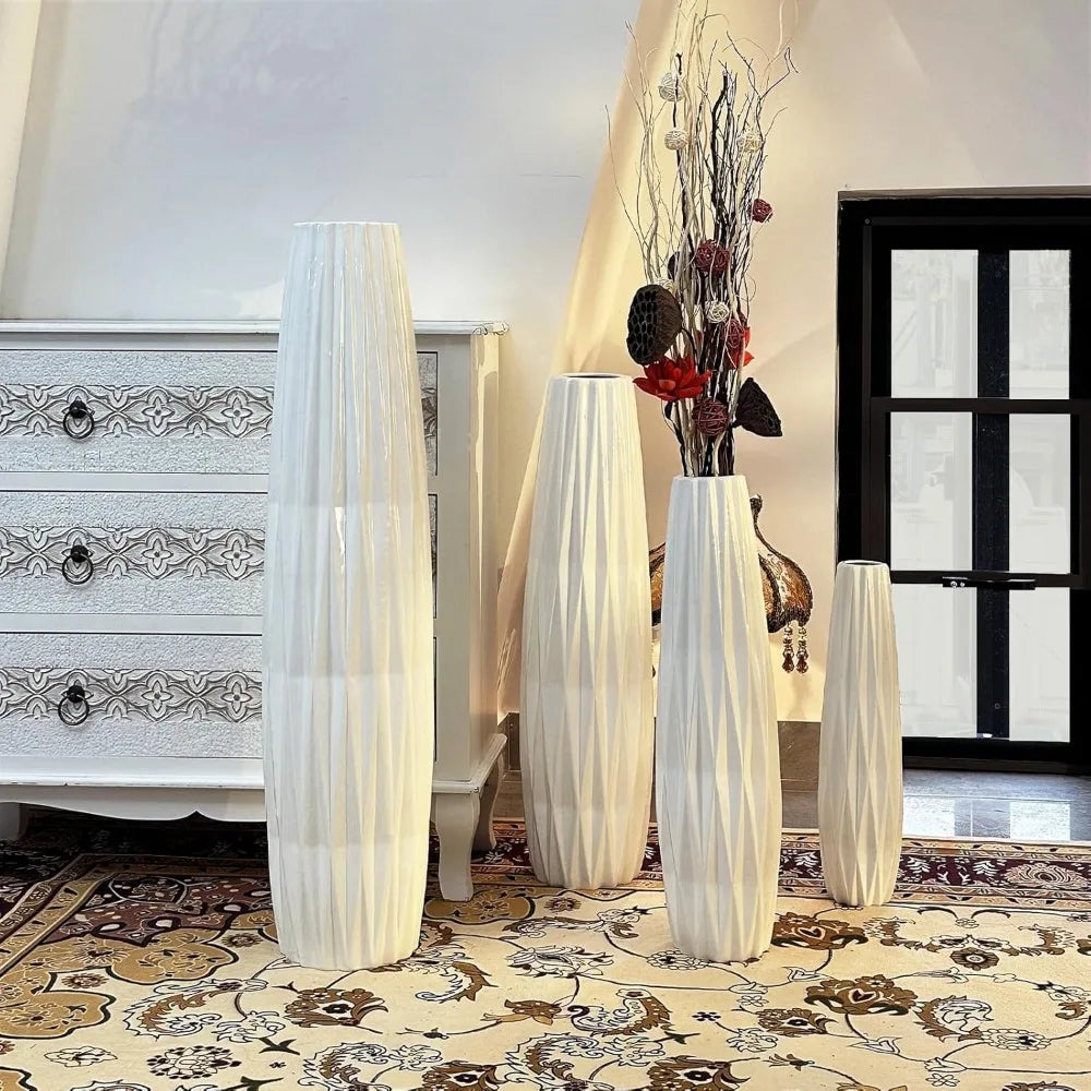 Large White Ceramic Floor Vase, 35.8 Tall Decor for Home, Living Room, Office, Bedroom