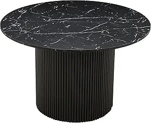 Round Dining Table for 4 to 6, 45.27" Modern Wood Kitchen Table Mid Century Circular Tabletop Conical Base Restaurant Furniture