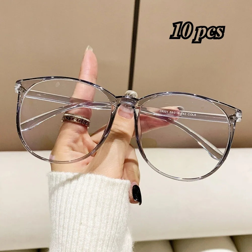 10PCS Fashion Oval Glasses  Anti Radiation Retro Eyeglasses for Woman Men  Anti Blue Light Eyewear