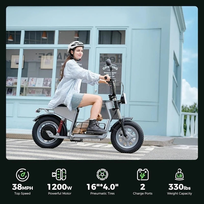 Electric Scooter Adults, 21/38 MPH Top Speed & 28/43 Miles Range, 14/16'' Fat Tire Scooter for Adult with Turn Signals