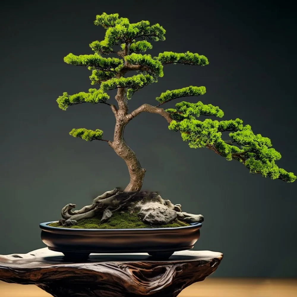 3ft（43in） Artificial Bonsai Tree Juniper Faux Plants Indoor Big Fake Plants Decor with Ceramic Pots for Home Table Office Desk B