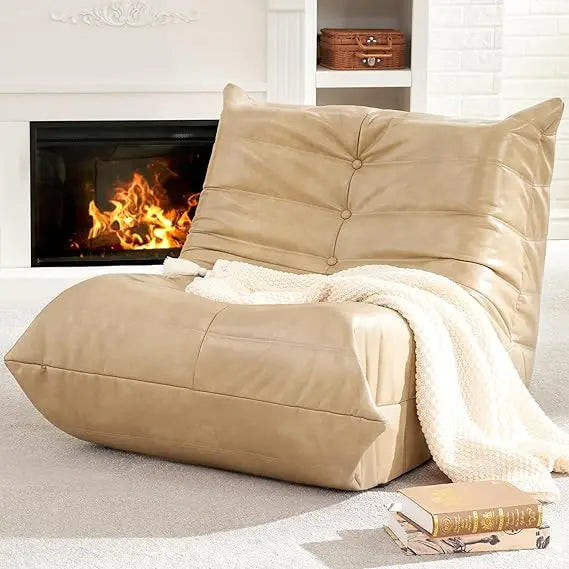 Bean Bag Chair Giant Bean Bag Sofa Memory Foam Bean Bag Couches for Adults, Leather Bean Bag Chairs for Living Room Bedroom Dor