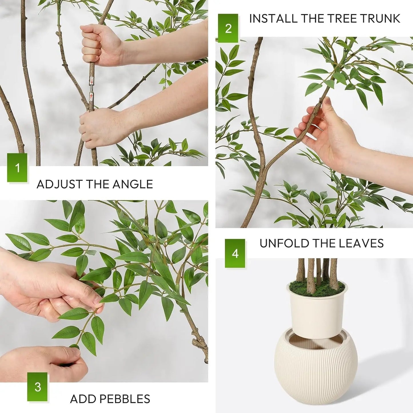 Artificial Trees Faux Plant In Pots with Lifelike Leaves, Large Fake Nandina Tree for Home Office Indoor Outdoor Balcony Decor