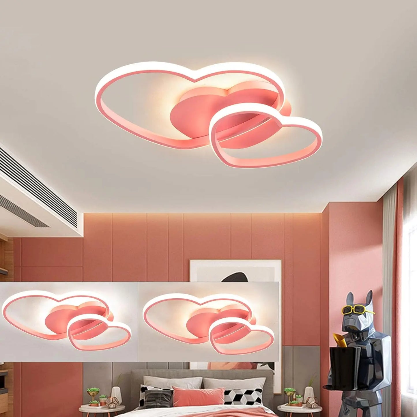 Heart Creative Dimmable LED Ceiling Light, Modern Smart Adjustable Recessed Ceiling Pendant, Remote Control, Infinitely Dimming