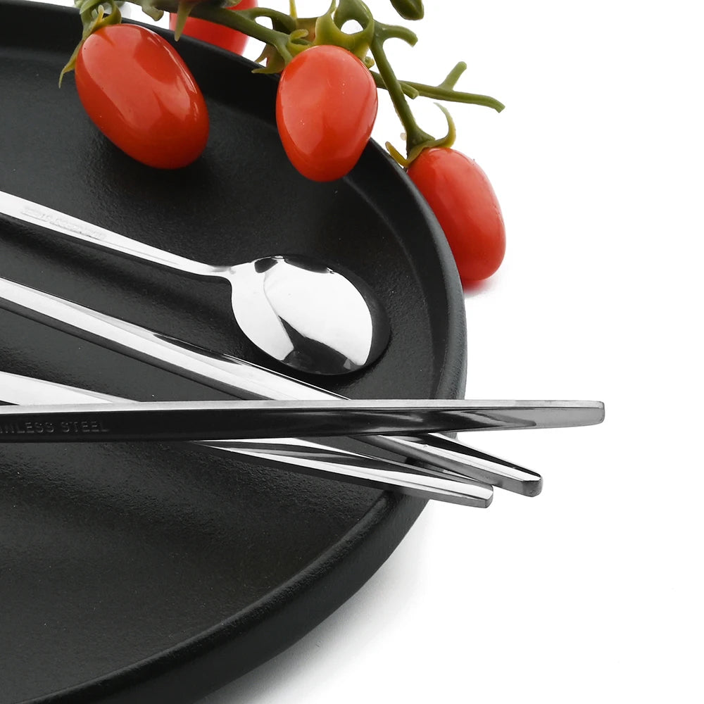 40Pcs Silver Tableware Set Stainless Steel Cutlery Western Dinner Knife Fork Spoon Dinnerware Teaspoons Fruit Cake Fork Kitchen