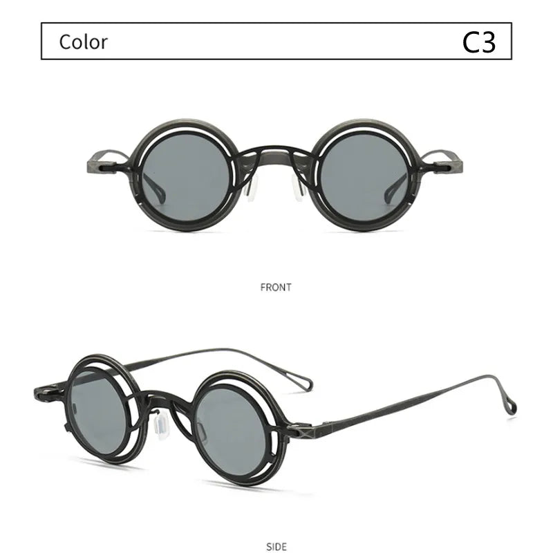 French Designer Brand Retro Round sunglasses Handmade Titanium Eyeglass Frames Men Women Eyewear With Clip Myopia Glasses Frame