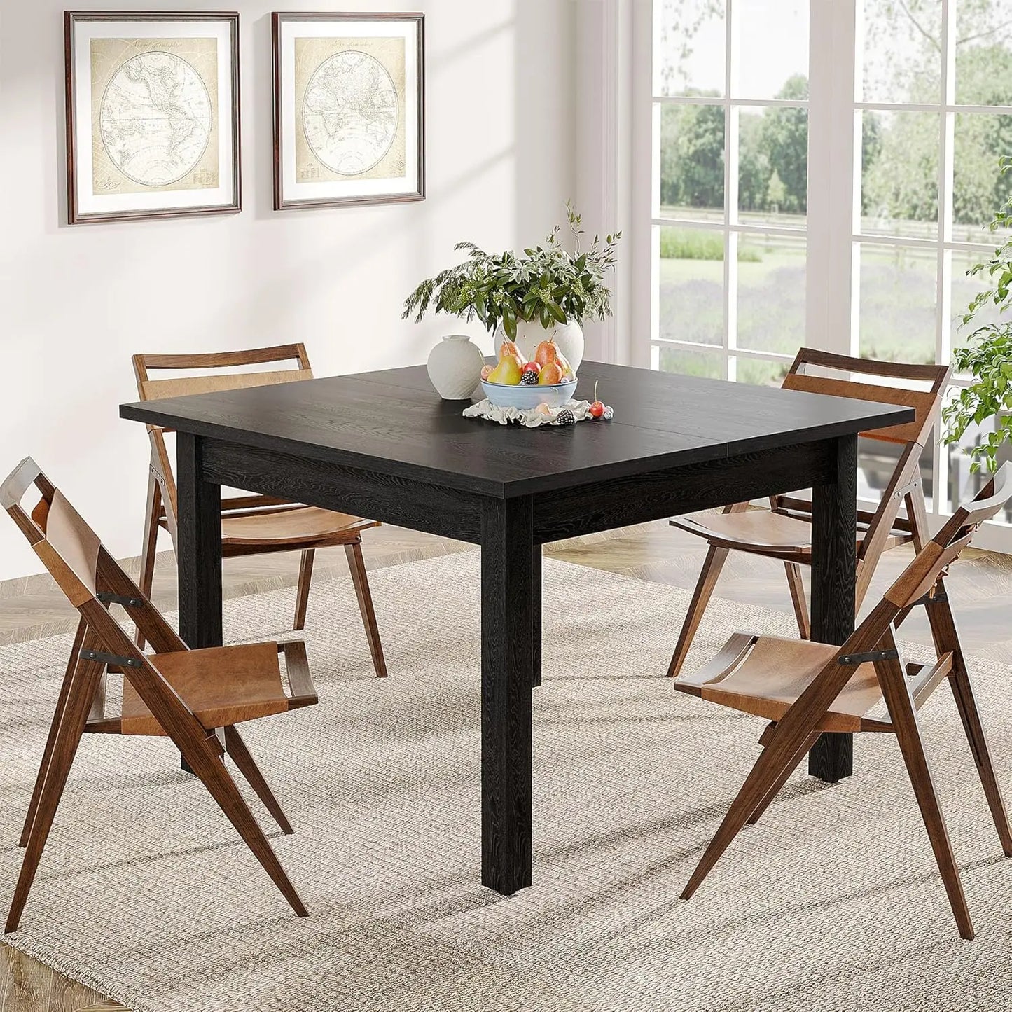 Wood Dining Table Modern Kitchen Table for Dining Room Living Room,2-4 People Dining Room Table Square Dinner Tables(Only Table)