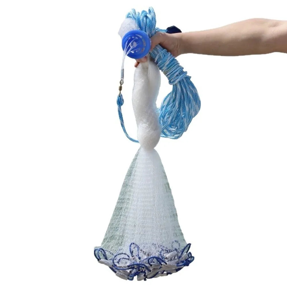 Firm No Circle American Style Fishnet Hand Cast 1 Finger Grid Fishing Net Flexible Swivel 4.8m Cast Fish Net Fishing Accessories