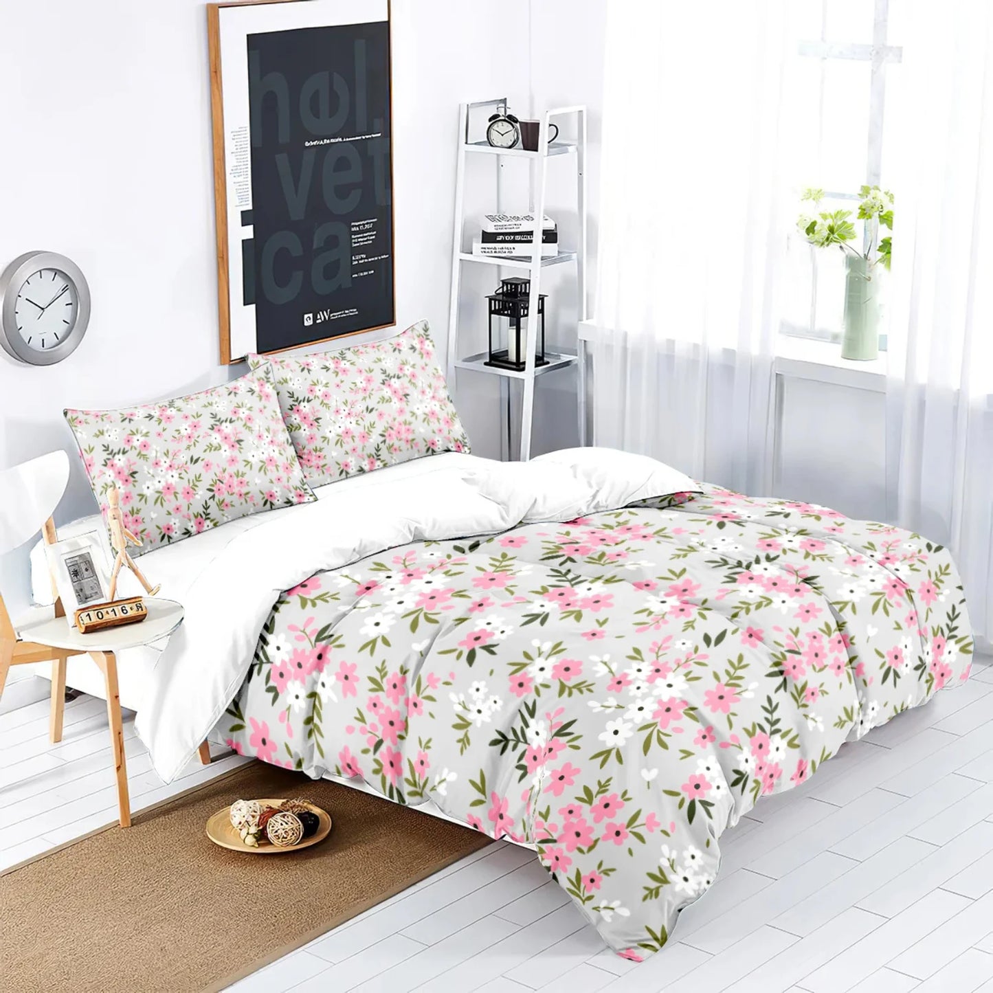 Ultimate comfort and style with a cozy and inviting 3 piece matte skin-friendly polyester bedding set featuring delicate red and