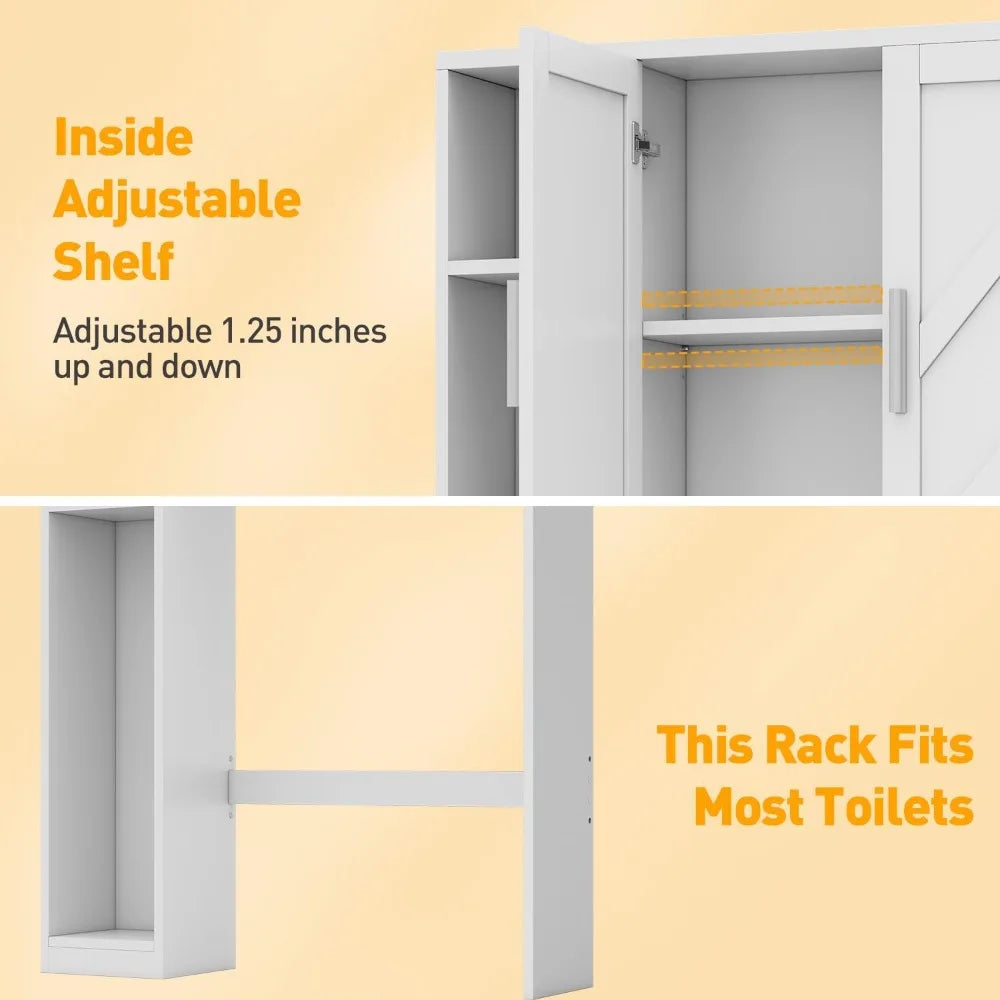 Bathroom Storage Cabinet with 7 Shelves, Over-the-Toilet Organizer with Toilet Paper Stand