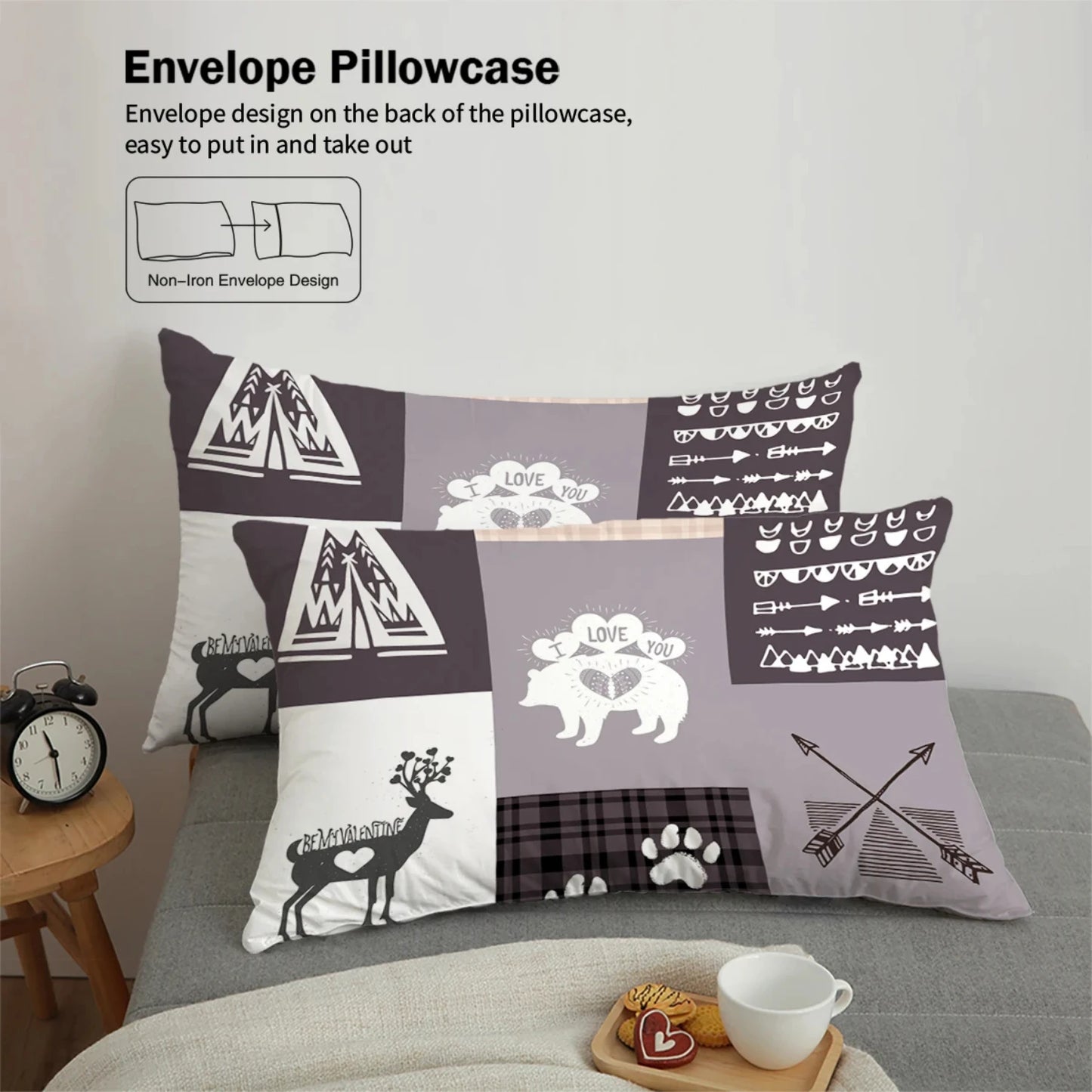 Luxurious 3pcs Forest Patterned Down Duvet Cover Bedding Set for Bedrooms, Guest Rooms, Hotels - Includes 1 Down Duvet Cover and